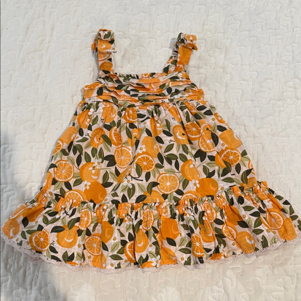 Orange Floral Kids Dress